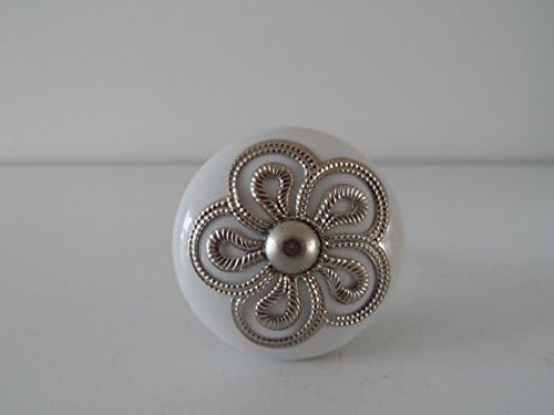 2 x Vintage Metal Top Ceramic Draw Knobs