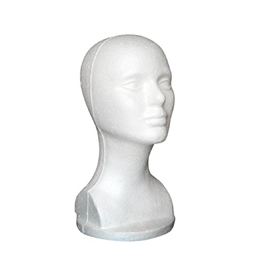 Dummy Model Heads, Transer® Female Styrofoam Mannequin Manikin Head Model Foam Styrofoam Hat Glasses Hair Wig Mannequin Stand Display Head Model Chest