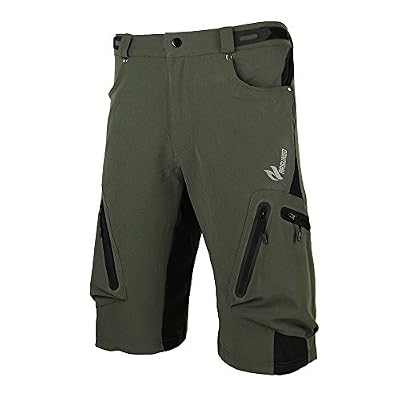 Lixada Pantalons Court Baggy randonnée à vélo VTT respirant Loose Fit Casual Courir - vert armé - Taille M