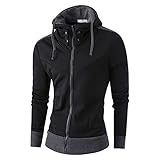 Langarm Herren Casual Zipper Kapuzenjacke Rollkragen Fleece Hoodie Coat