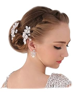 2 XL Haarnadeln Tiara Haarblume Haarschmuck Strass Perlen Hochzeit Kommunion Braut Taufe Haarnadeln XL Haarnadeln