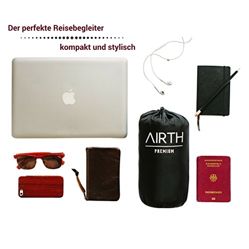 Reise-Nackenkissen Nackenhörnchen aus Memory-Schaum-Stoff (memory-foam) hochqualitatives Reisekissen von AIRHT inkl. gratis Reisetasche - 3