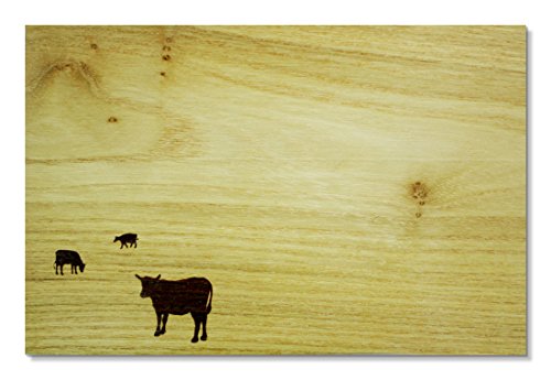 Pension für Produkte Frühstücksbrett Schöne Aussichten - Kühe - Karen Olze & Gisa Wilkens, Sonderedition in serbischer Robinie, geölt (hellbraun) 15,5 x 23 x 1 cm
