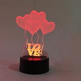 Conwea 3D Tisch Licht Lampe 3D optische Illusion Liebe Modell Nacht 7 Farbe ändern USB Touch Button LED Tisch Tisch Lampe Lampe