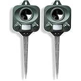 Pestbye® Battery Operated Motion Activated Waterproof Cat Repellent - Quick Fix Ultrasonic Cat Scarer with Ground Stake - Set