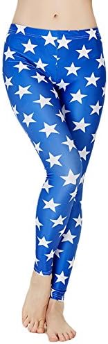 Sexyinlife Women's Fashion Digital Print Cosmic Galaxy Stretch High Waist Leggings Tights Fabric Upgrade Size 6-16 (Size 10, Blue Star)