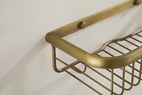 Hiendure® 30cm Messing Wandhalterung Duschkörbe Badezimmer Bad Dusche Korb Regal, Antikmessing - 5
