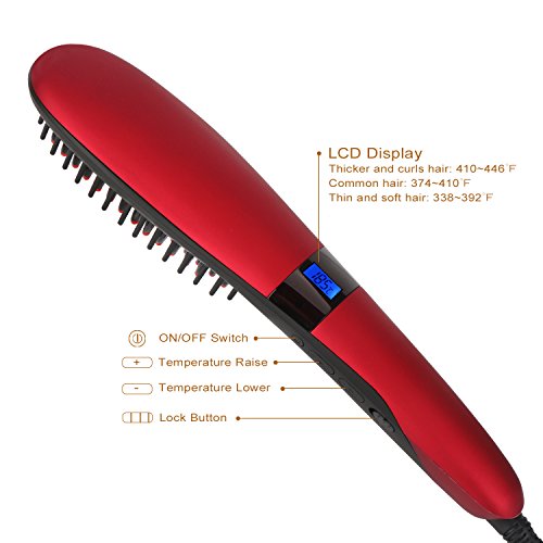 Segbeauty® Haarglätter Keramik Haarbürste, Instant Heizung Haarglättung, Anion Haarpflege Natürliche Haar Styles, Anti Verbrühen Hitzeschutz Bügeleisen, Auto Abschalten Begradigen Kamm - 4