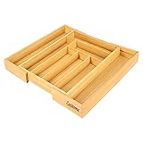6 Enrejados y 2 cajones extendidos: Este organizador de cubiertos tiene 43 cm de largo y 33 cm de ancho en total. Diseñado de acuerdo con el tamaño de diferentes cubiertos. El más largo alcanzó 53 cm de largo. Juego para todo tipo de cucharas, tenedores, cuchillos, incluso palillos.