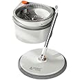 SYSVENT The Future Plastic 360 Spin Mop and Bucket,Super Floor Cleaning Mops and Bucket System Mop Bucket Kit with Retractable Handle,White&Grey