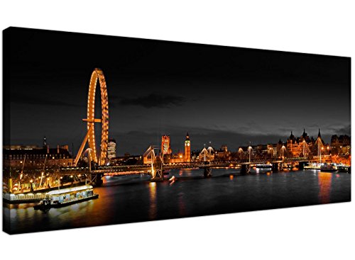 Panoramic Canvas Art of the London Eye at Night for your Living Room - 1186 - WallfillersÃ'Â® by Wallfillers