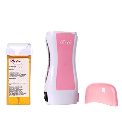 Belle New Pink Depilatory Wax Heater Waxing Hot Cartridge Hair Removal Warmer 220v From UK with 1pcs 150g Wate-Soluble…