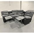 Rio Jumbo Cord Recliner Corner Sofa With Cupholders - Manual Reclining - Recliner Corner Sofa (Corner - Grey/Black)