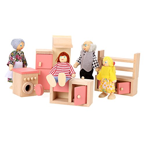 Arshiner Happy Family 6 Dolls and House Furniture Livingroom Set
