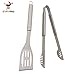 Produktbild Grillbesteck Set 2-teilig Edelstahl von STAR-BBQTM - Profi Grillzubehör: Grillzange lang und Grillwender/Pfannenwender für Burger, Fisch, Hamburger, Steaks uvm. (Grillbesteck-Set)