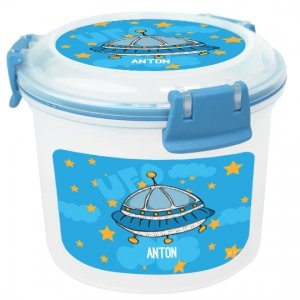 Preisvergleich Produktbild Müslidose Weltraum *Ufo* *Rakete* *Spaceshuttle* *Astronaut* mit Namen, eigene Lunchbox von Finlix