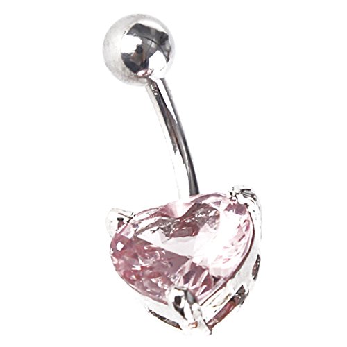 Women Sexy Crystal Love Heart Navel Belly Ring Body Piercing Button Bar New