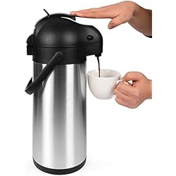 Cresimo - 2.2L Airpot Fontaine Isotherme à Double Paroi - Action de Levier - Carafe à Café En Acier Inoxydable - Verseuse Thermique À Pompe Qui Garde Les Liquides Chauds De 12 Hrs Ou Froids De 24 Hrs