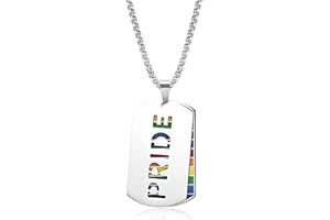 chichengnian Collana arcobaleno Gay Pride, piastrina in acciaio inox, catena lunga, ciondolo LGBT, regolabile, ipoallergenica, regalo da donna, Metallo