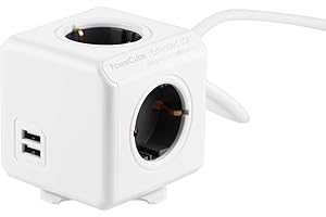 Allocacoc D126562 1407/DEEUPC PowerCube DuoUSB Extended DE 3 m, 4 x rozdzielacz, 230 V Schuko