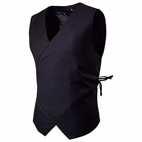 Preisvergleich Produktbild Luckycat Herren Anzugweste Casual Basic Weste Jacke Ärmellos Vest Regular Design Slim Fit Blazer (Schwarz, Medium)