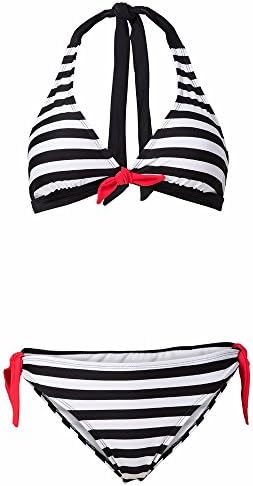 Bikini Set, TUDUZ 2018 Newest Fashion Women Bikini Set Striped Swimsuit Two Piece Padded Push Up Bra Swimwear Beachwear Bathing Suit (Black, S)