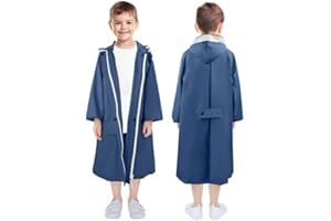LAMA Regenmantel Kinder, Regenponcho Mädchen Leichter Kinder Regenjacke, Wiederverwendbar Regenbekleidung Regencape mit Kapuze & Rucksackabdeckung, Raincoat für Fahrrad Wandern Camping Reisen
