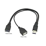 Length: 20cm Black Color USB 3.0 Stecker auf Dual USB Buchse Extra Power Data Y Verlängerungskabel für 2.5\