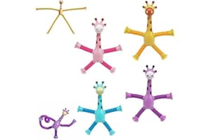 Jouet de Girafe à Ventouse télescopique, Jouets sensoriels de Jouet de Girafe, Jouet éducatif Amusant de soulagement du Stress, Jouet Fidget pour Enfants et Adultes (4 pièces)
