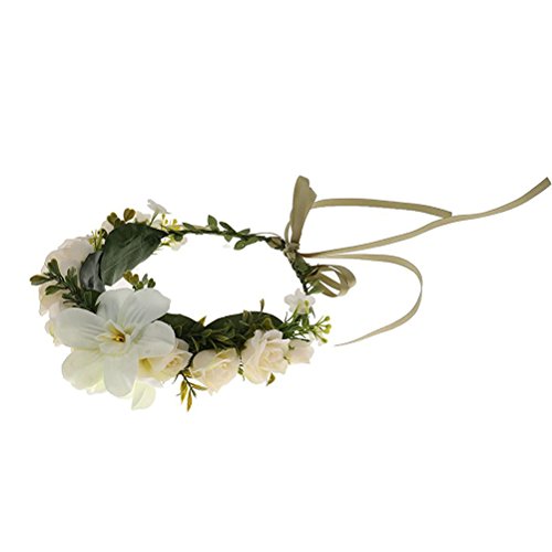 ULTNICE Blumen Kranz Stirnband Krone Blumengirlande Haare Hochzeit für Festival - 4