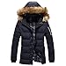 Produktbild Hanomes Herren Jacke,Herren Winter Warme Jacke Casual Daunenjacke Reißverschluss Einfarbig Hooded Puffer Jacket Slim Fit Kapuzenjacke mit Faux Fur Kapuze