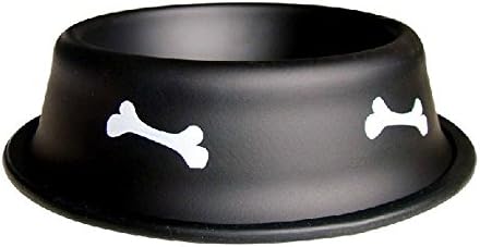 UKDEALS Paint Stainless Steel Non Skid Dog Puppy Cat Pet Bowl Pet Dinner Dish Feeding Watering Supplies In Black