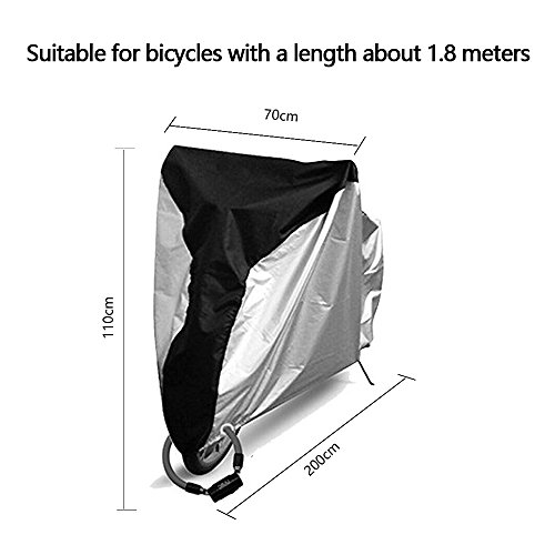 Fahrradabdeckung, Sounor 190T wasserdichte dehnbare Fahrradgarage, Fahrradschutzhülle, Universal Fahrrad Regenschutz, Gewebeplane, Schutzbezug 200x70x110CM – Schwarz - 5