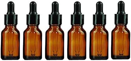 SYBL 15Ml/0.5Oz: 6Pcs Empty Refillable Amber Glass Essential Oil Dropper Bottles Cosmetic Sample Container Vial Jars with Glass Eye Dropper and Black Caps(15Ml/0.5Oz)