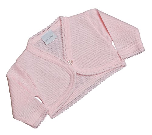 Baby Girls 100% Knitted Special Occassion Scallop Edge bolero cardigan (6-12months, Pink)