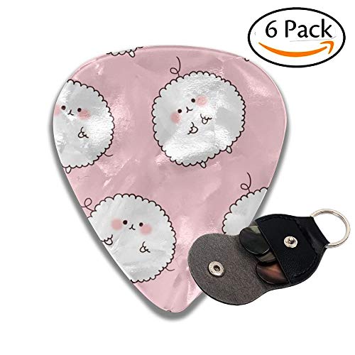Lovely Marshmallows Celluloid Guitar Picks 6 Pack Includes Thin, Medium, Heavy & Extra Heavy Gauges（0.46mm）