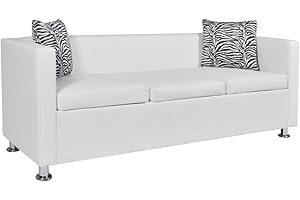 vidaXL Divano 3 Posti Pelle Artificiale Bianca Divanetto Sofà Poltrona Arredo