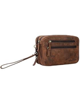 STILORD 'Nero' Handgelenktasche Herren Leder mit Doppelkammer Vintage Handtasche für 8,4 Zoll Tablets ideal für...