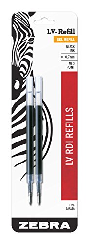 Zebra Pen LV-Refill for Gel Ink Pens, Medium Point, 0.7mm, Black Ink (Pack of 1, 2 Count Total)