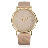 A-goo? Damen-Armbanduhr Elegant Uhr Modisch Zeitloses Design Klassisch Leder R?mische Ziffern-Leder-analoge Quarzuhr Armbanduhr Beige
