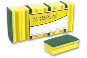 ALANOS PROFESIONAL Alanos. 32 Estropajos Salvauñas Calidad Extra con Fibra Verde de Estropajo y Esponja. Uso Profesional Cocinas Industria Alimentaria
