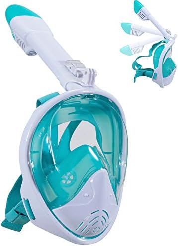 TF Essentials Full Face Snorkel Mask (Green &amp; White, Large/XL)