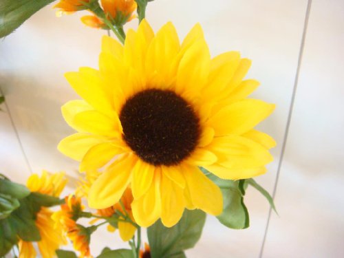 Sonnenblumengirlande Sonnenblume Blume Blättergirlande Tischdeko Girlande künstlich Fensterdeko Dekogirlande Deko 63 Blüten 180cm - 3