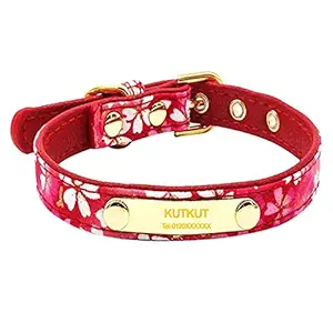 KUTKUT Adjustable Reflective Dogs Collars, Tag Collar Custom Puppy Cat Personalized Nameplate ID Collars for Dogs Engraved Tag Name (Size: M,Length 42 cm, Adjustable Neck: 28-38 cm,Width 2 cm)