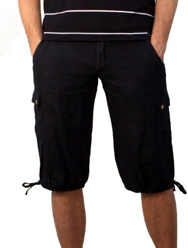 08637 Men's, Gentlemen, boys linen Bermuda shorts pants, trousers, 100% linen, dark blue, size 56/XXL.