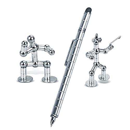 ELIKVAP Stylo Magnétique Petit Cadeau a Offrir - Stylo aimantés Magique en Acier - Stylo magnétique Anti Stress.( Couleur Argent, Encre Noir ) .
