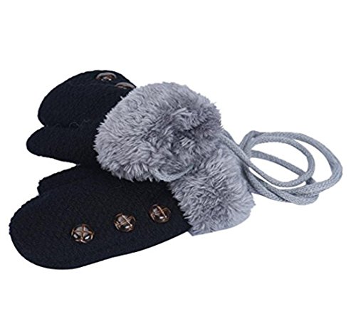 Monbedos mignon épaissir bébé enfants Toddler Hiver au chaud enfants Gants avec cordes pour 3-6 ans