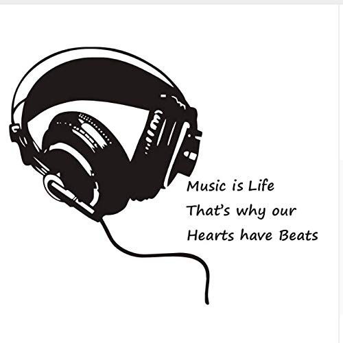 Preisvergleich Produktbild Ccfqiangtie Musik Ist Leben Kopfhörer Wandaufkleber Für Kinderzimmer Schlafzimmer Music Note Wandtattoos Abnehmbare Vinyl Aufkleber Wohnkultur 46 * 59 Cm