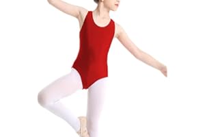 R&N FASHIONS Girls Sleeveless Shiny Nylon Leotard – Comfortable Stretch Fit for Gymnastics, Ballet, Dance, Stage Performance – Durable, Breathable Sportswear