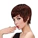 Bigood Inclined bang Fluffy Sexy Temperament Short wig Light brown 22cm